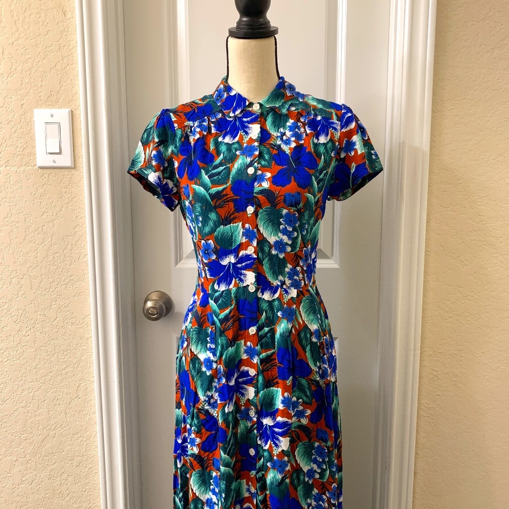 J.Crew Factory Floral /Tropical Button Down Maxi Dress Size x-small
